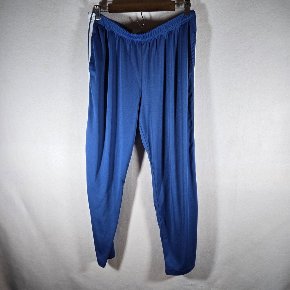 Athletic Works Pants Women Sz L (12-14) Blue White Petite Pockets Elastic Waist